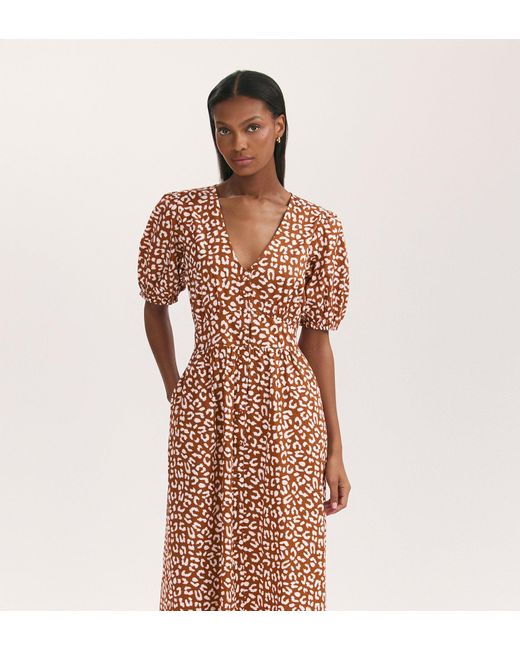 Finery London Pink Addison Button Through Midi Tea Dress