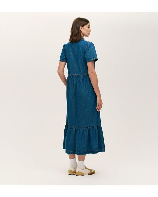 Finery London Blue Tania Denim Midi Dress