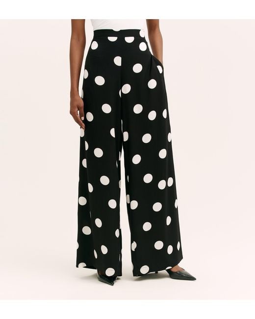 Finery London Black Nat Polka Dot Spun Wide Leg Trousers