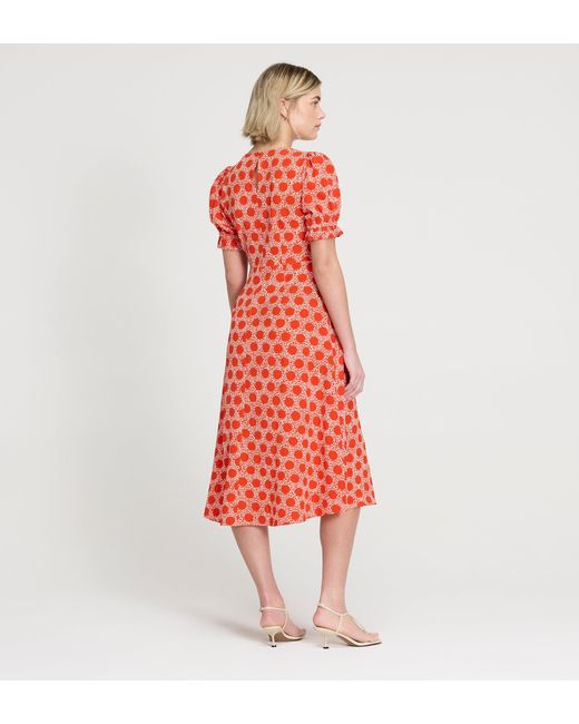 Finery London Red Mela Polka Dot Midi Tea Dress
