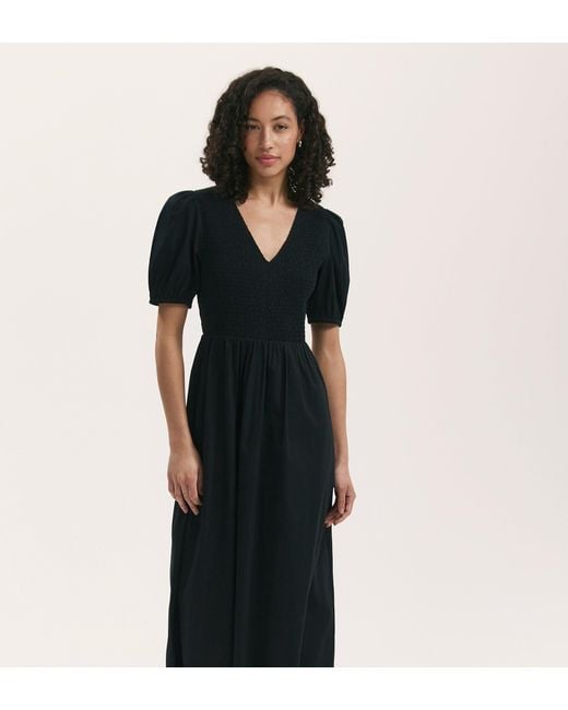 Finery London Black Jamilla Cotton Midi Dress
