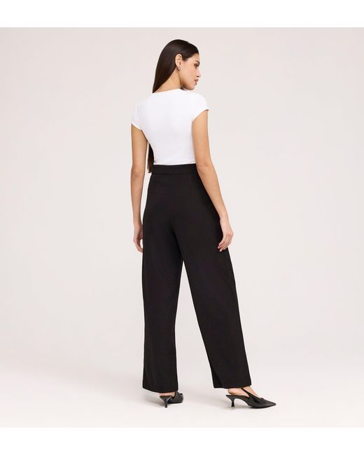 Finery London White Nellie Gaberdine Twill Wide Leg Trousers
