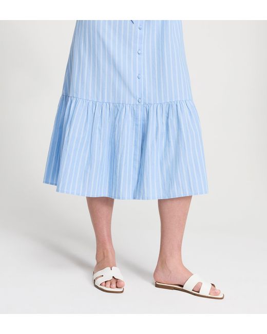 Finery London Blue Aisling Cotton Midi Dress