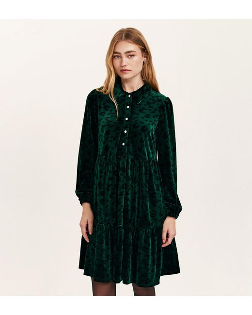 Finery London Green Rosanna Velvet Short Dress