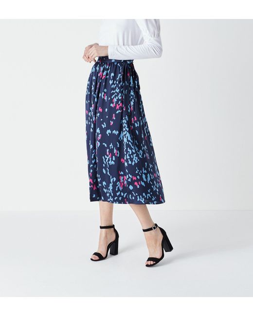 Finery London Blue Albyn Printed Tie Waist Skirt
