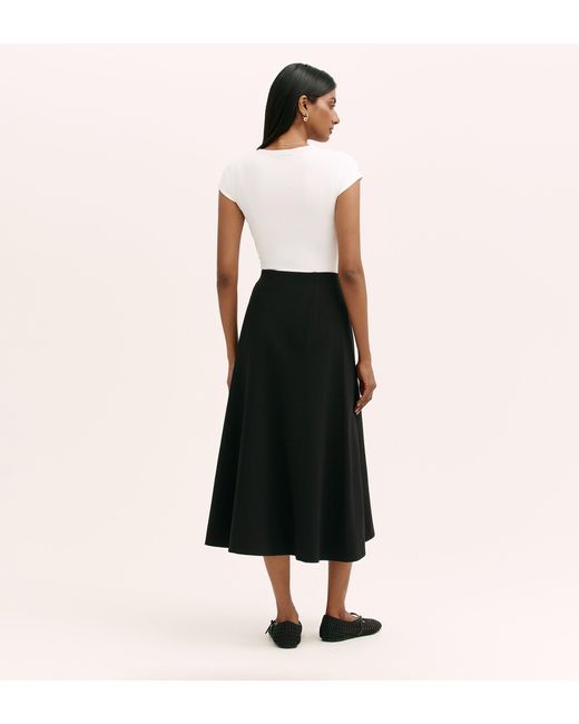 Finery London Black Mae Ponte Jersey Midi Skirt