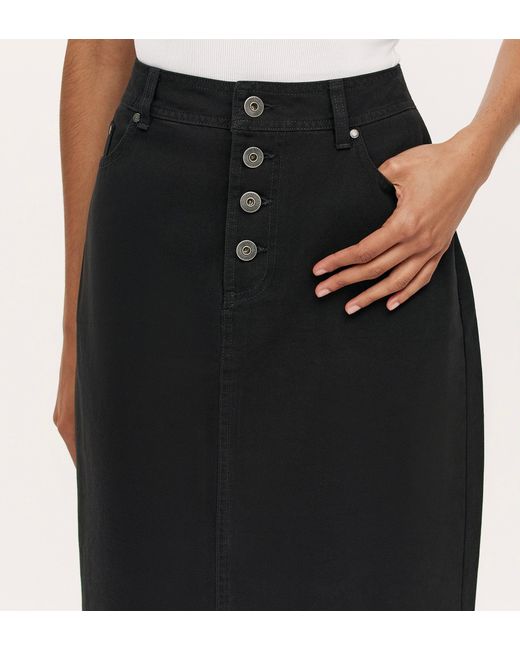 Finery London Black Beth Canvas Midi Skirt