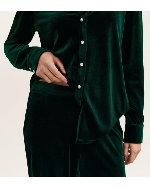 Finery London Green Kenzie Velvet Wide Leg Trousers