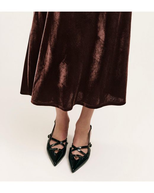 Finery London Black Bailey Jersey Velvet Skirt