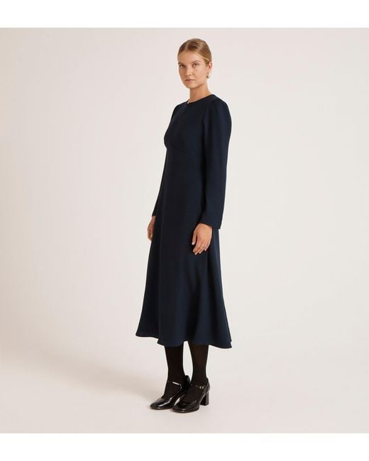 Finery London Blue Caley Crepe Midi Dress