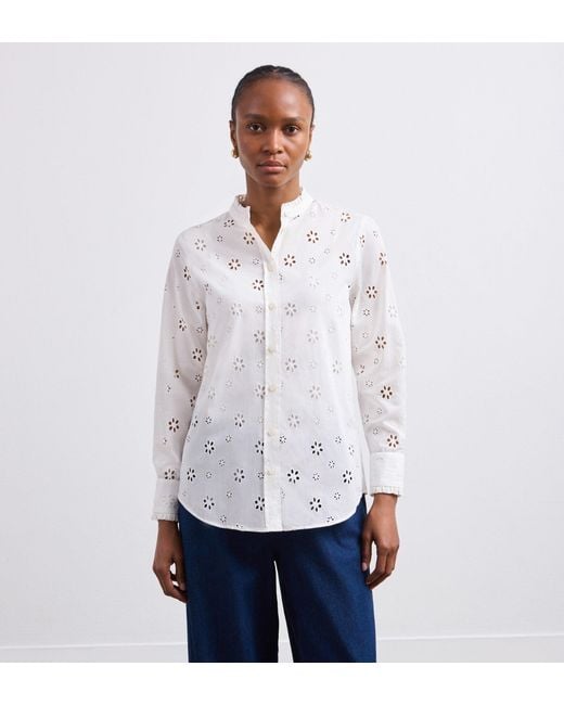 Finery London White Megan Broderie Anglaise Cotton Shirt