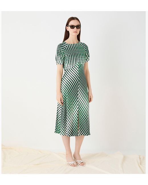 Women's Green Emina Printed Satin Dress