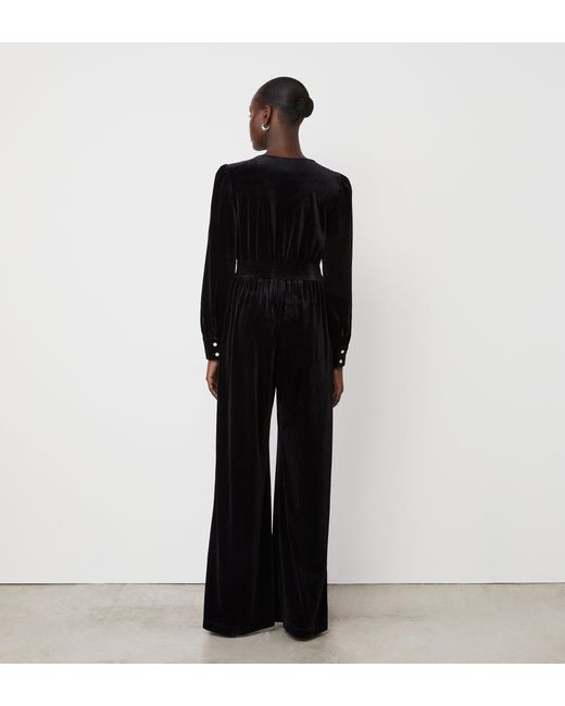 Finery London Black Posie Velvet Jumpsuit