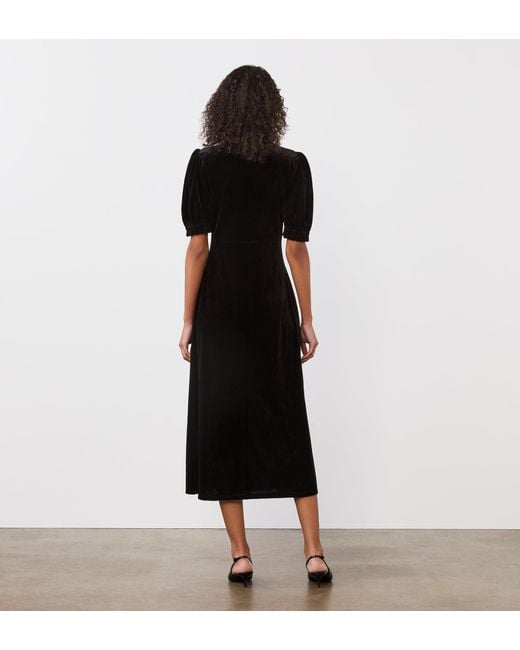 Finery London Black Olympia Velvet Midi Dress