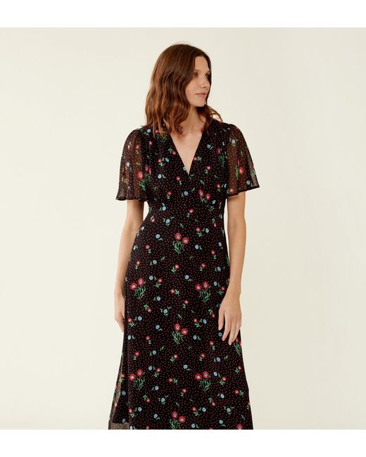 Women's Black Carolina Daisy Midi Dress