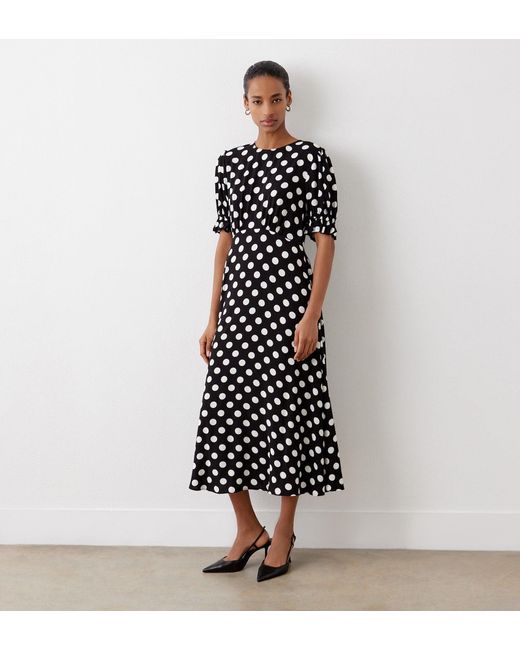 Finery London Black Mela Spot Midi Dress