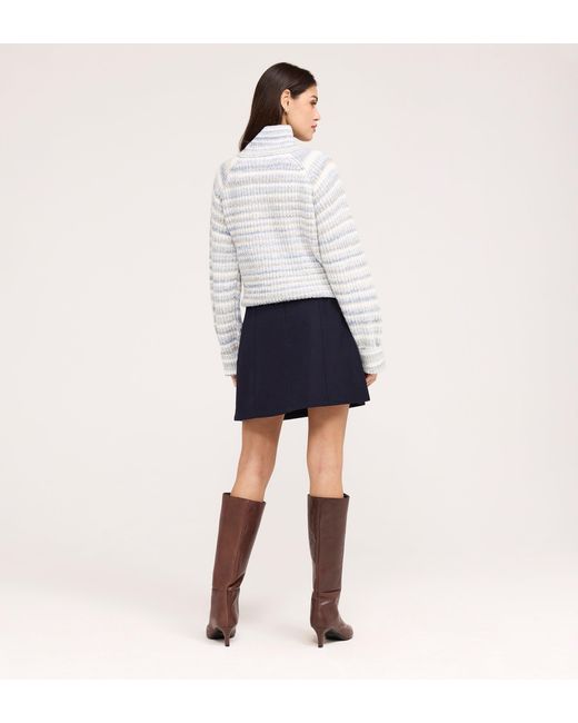 Finery London Blue Kade A-Line Gaberdine Twill Mini Skirt