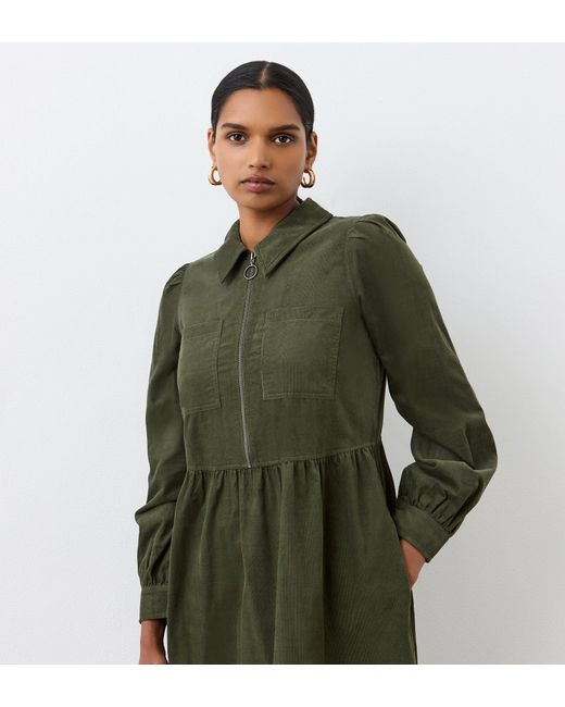 Finery London Green Callie Corduroy Midi Dress
