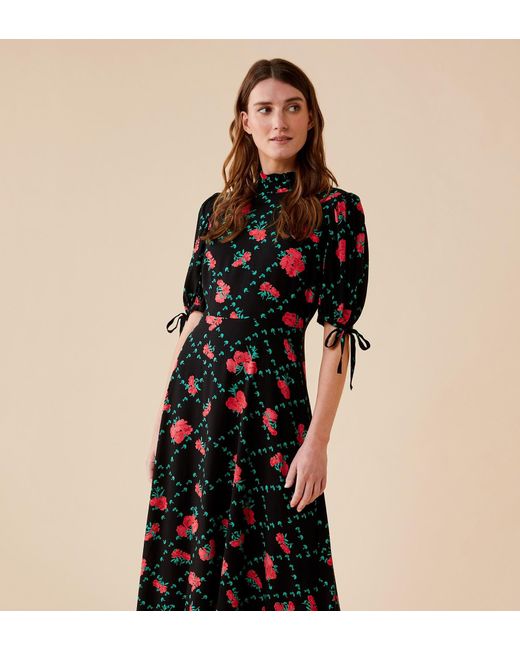Women's Black Genia Midi Viscose Dress