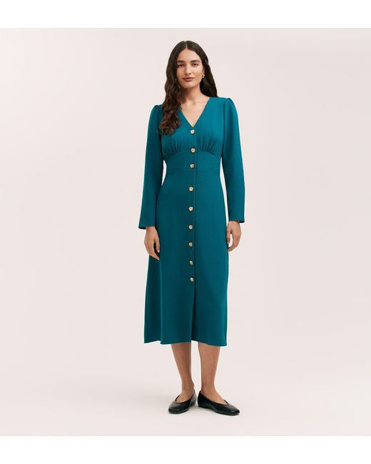 Finery London Blue Caprice Crepe Midi Dress