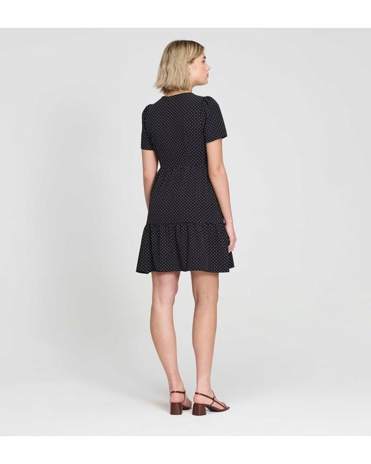 Finery London Blue Lola Polka Dot Tiered Short Dress