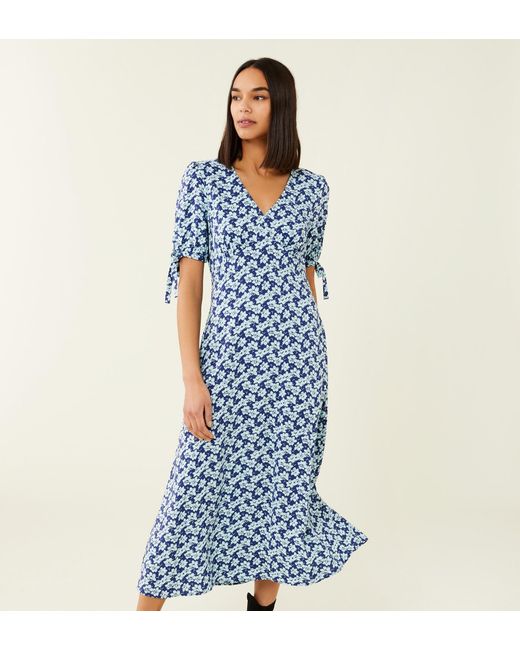 Finery London Blue Claire Print Midi Dress