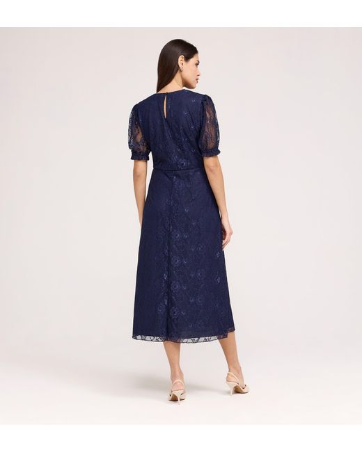 Finery London Blue Mela Lace Midi Dress