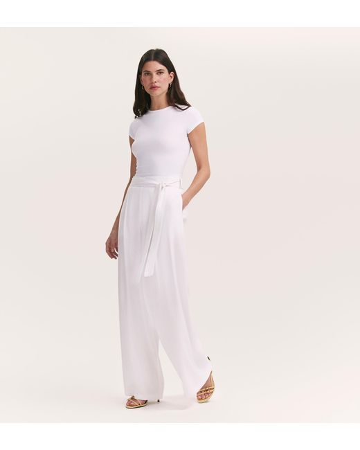 Women's Pink Athena Linen Blend Wide Leg Trousers