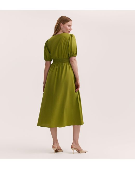 Finery London Green Addison Cotton Midi Tea Dress