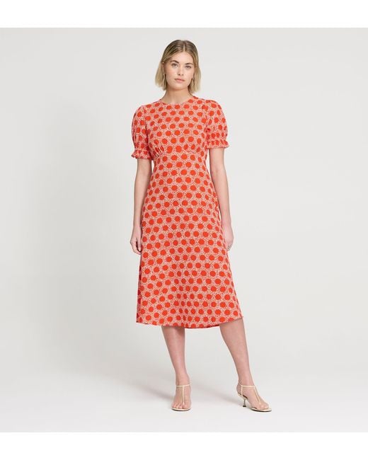 Finery London Red Mela Polka Dot Midi Tea Dress