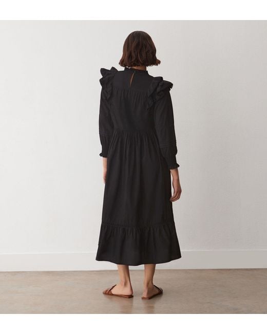 Finery London Black Adela Cotton Midi Dress