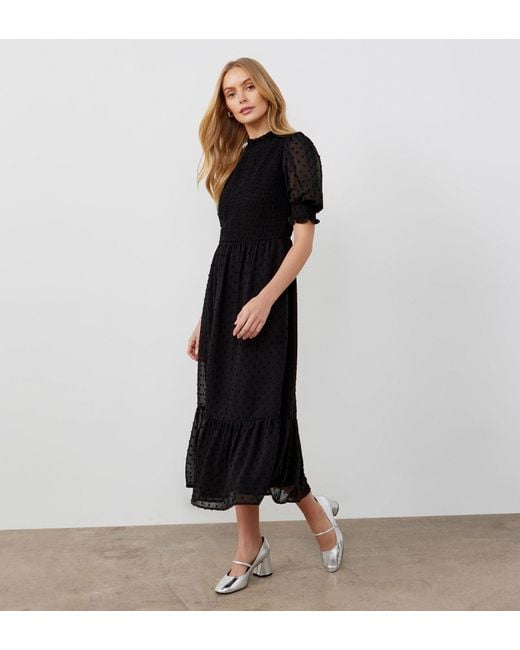 Finery London Black Amelia Georgette Midi Dress
