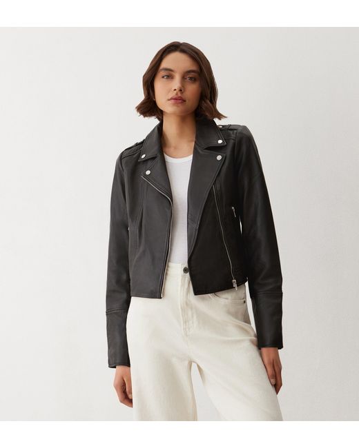 Women's Black Faith Leather Biker Jacket