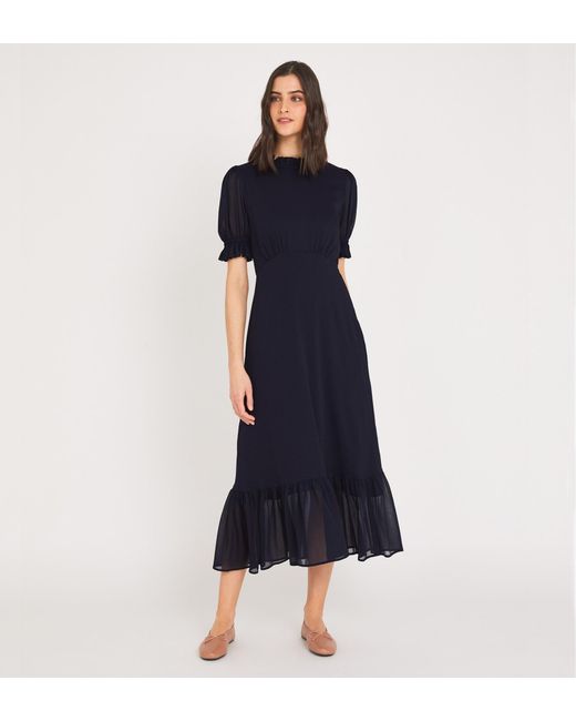 Finery London Blue Camille Chiffon Midi Dress