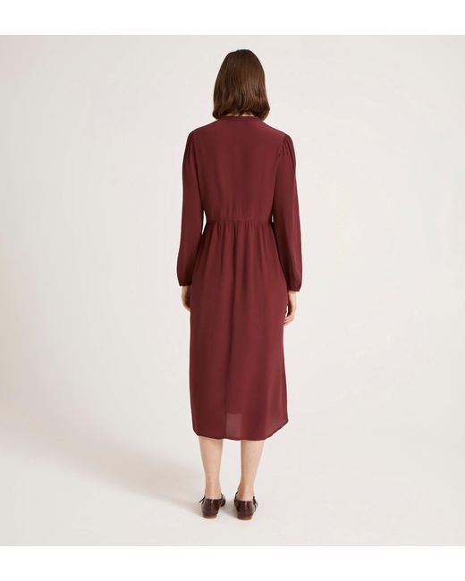 Finery London Red Jasmine Lace Trim Crepe Midi Dress