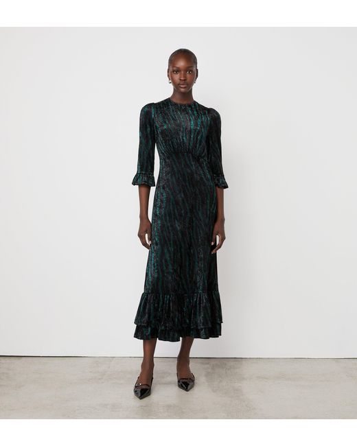 Finery London Black Rosaline Velvet Midi Dress