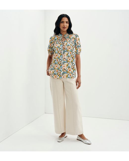 Finery London Multicolor Macie Shirred Yoke Puff Sleeve Top