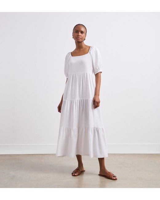 Women's White Jane Linen Blend Midi Dress