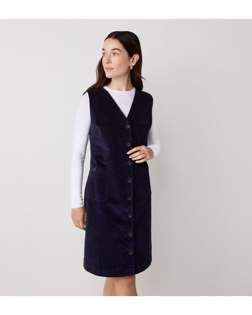 Finery London Blue Reneka Corduroy Knee Length Dress