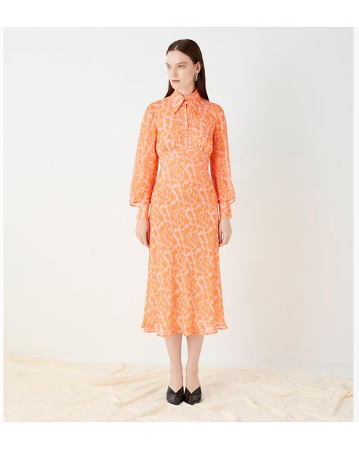 Women's Orange Maida Printed Georgette Dress