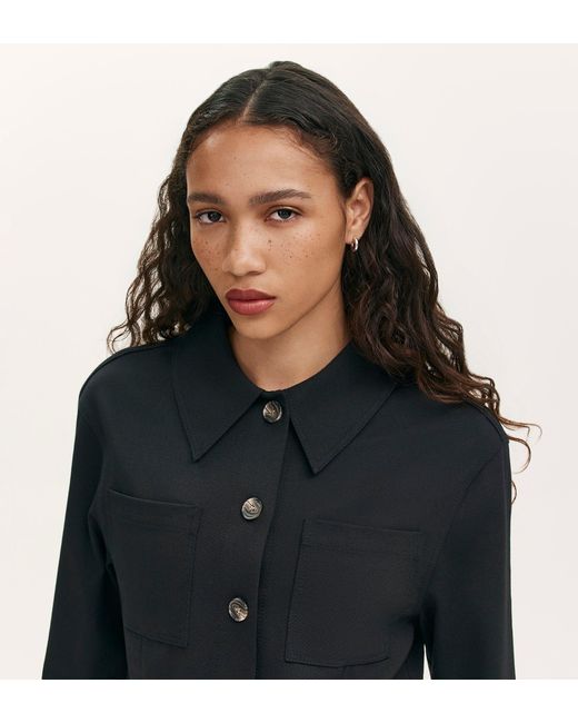 Finery UK Black Agness Ponte Jersey Button Down Jacket