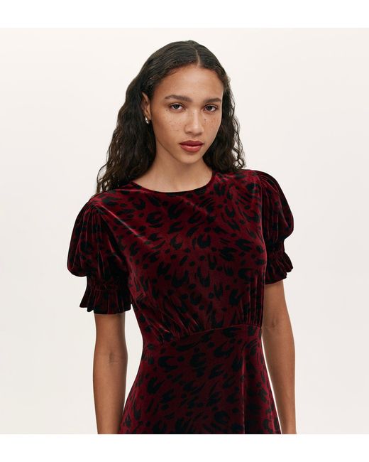 Finery London Red Mela Velvet Midi Tea Dress