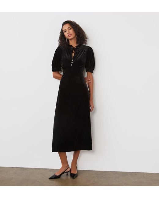 Finery London Black Olympia Velvet Midi Dress