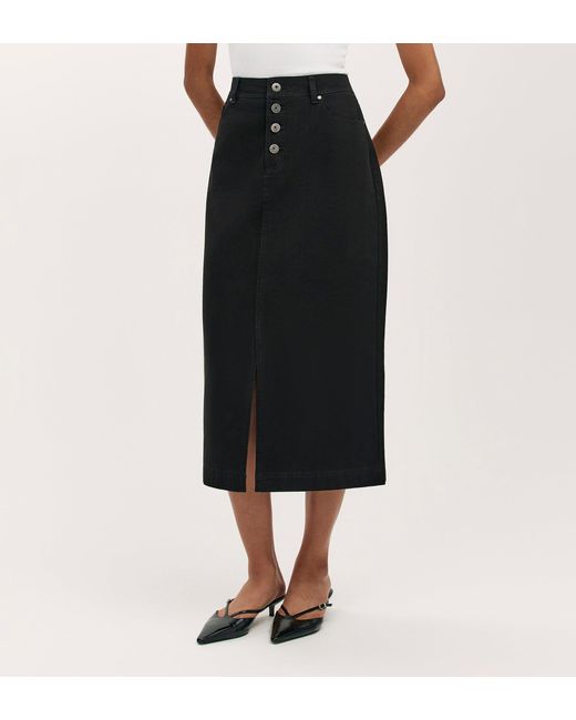 Finery London Black Beth Canvas Midi Skirt