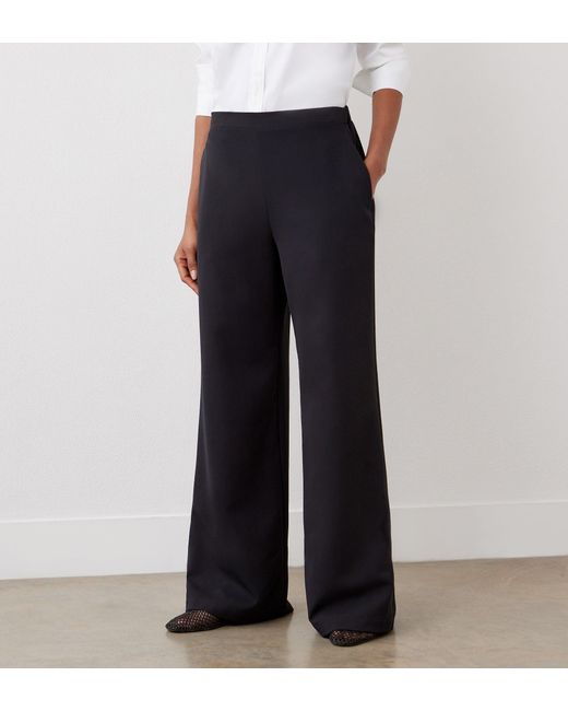 Finery London White Nat Satin Back Crepe Wide Leg Trousers