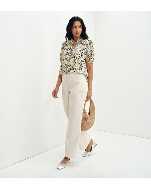 Finery London Multicolor Macie Shirred Yoke Puff Sleeve Top