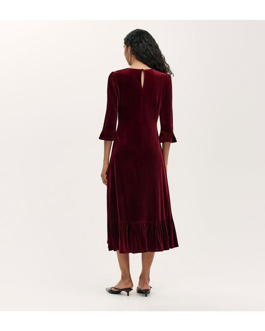 Finery London Red Scarlett Velvet Midi Dress