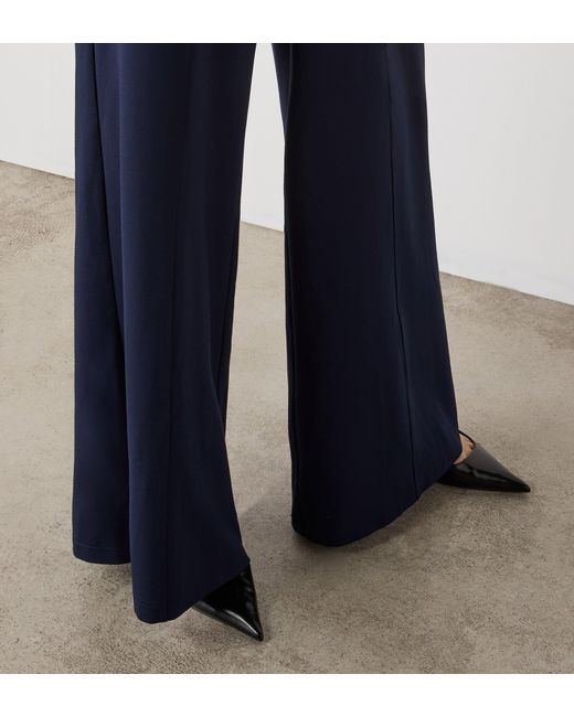 Finery London Blue Matilda Ponte Jersey Wide Leg Trousers