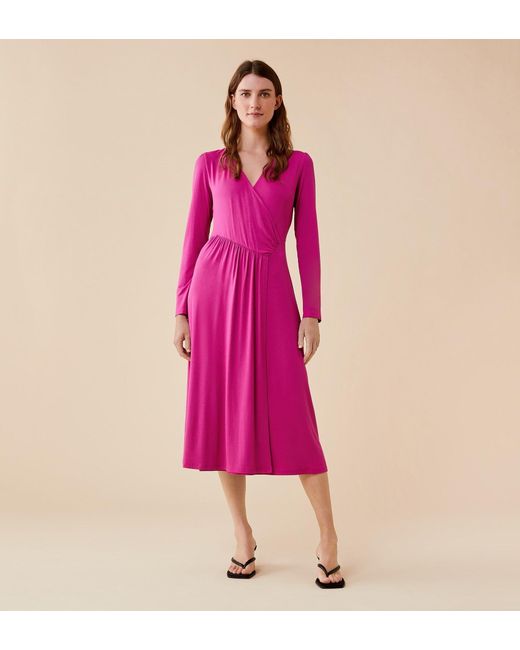 Finery London Pink Niamh Jersey Midi Dress