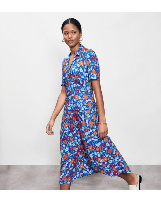 Finery London Blue Darla Midi Shirt Dress
